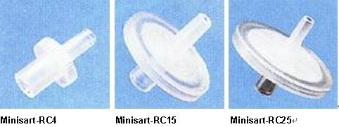 Minisart-RC型针头滤器(亲水水溶液/有机溶剂的高精度澄清过滤)|规格:滤膜孔径0.2 µm,滤器直径4 mm,死体积5 µl,处理量1 ml,出口规格Luer管口,入口规格Luer锁口,外壳材质 聚丙烯,滤膜材质 再生纤维素膜(亲水),包装规格 非无菌包装,大包装,过滤面积0.07 cm2,最小起始体积0.17 ml,泡点压力(水) 540 kPa,最大压力600 kPa,最高温度121℃/30分,流速,Δp10 kPa(水) 1.0 ml/分,甲醇1.5 ml/分,己烷5 ml/分