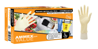 美国AMMEX一次性乳胶手套(经济轻薄型)